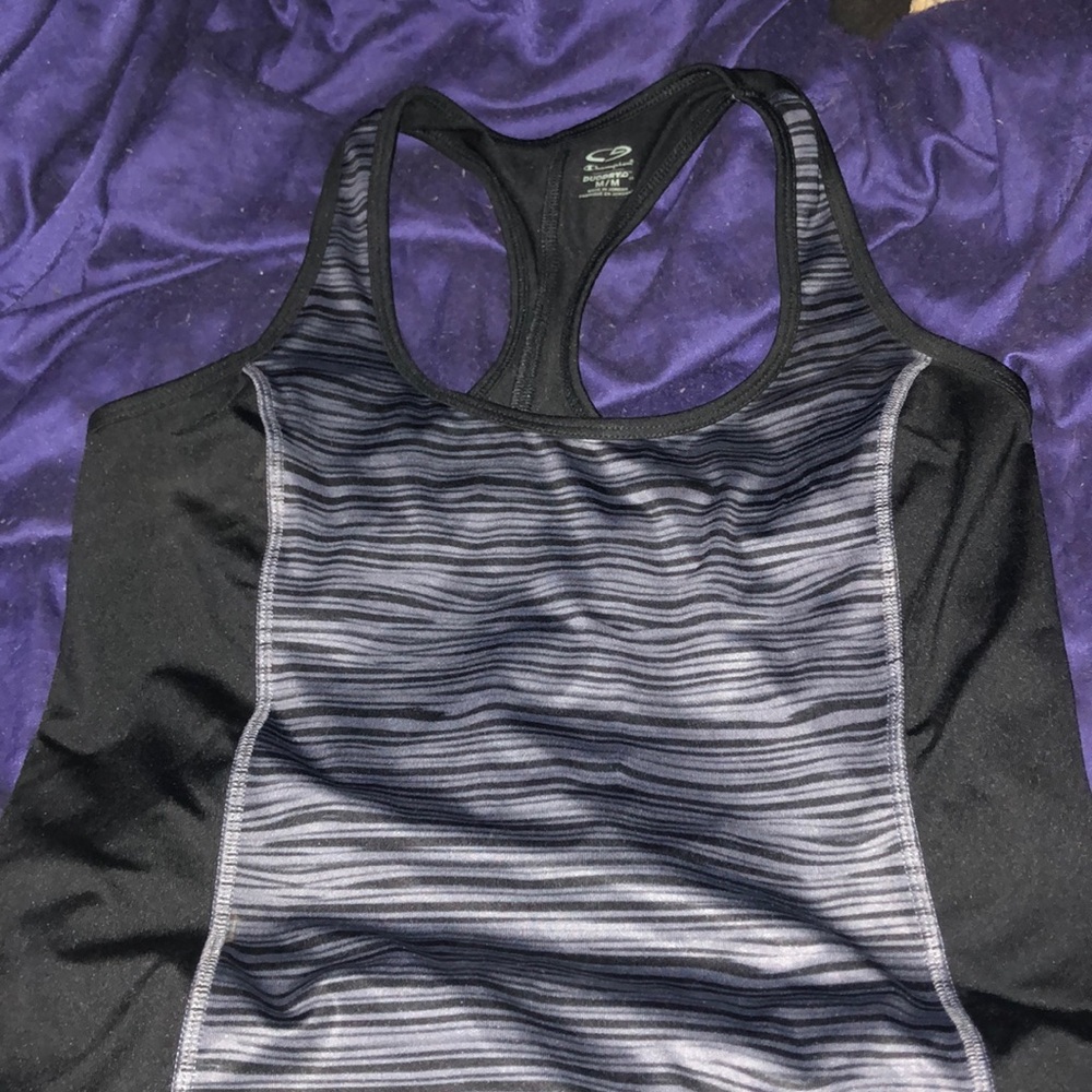 Grey and black work out tank